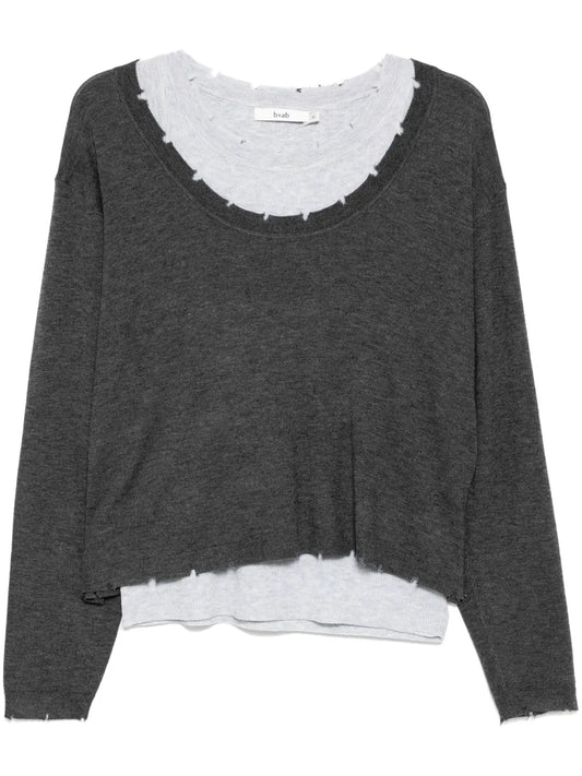 Layered Raw-Edge Knitted Top