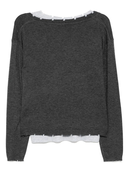 Layered Raw-Edge Knitted Top