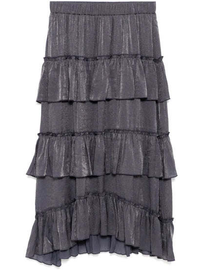 Tiered Ruffle Midi Skirt