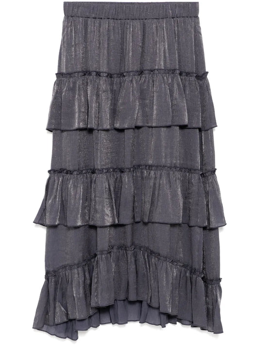 Tiered Ruffle Midi Skirt