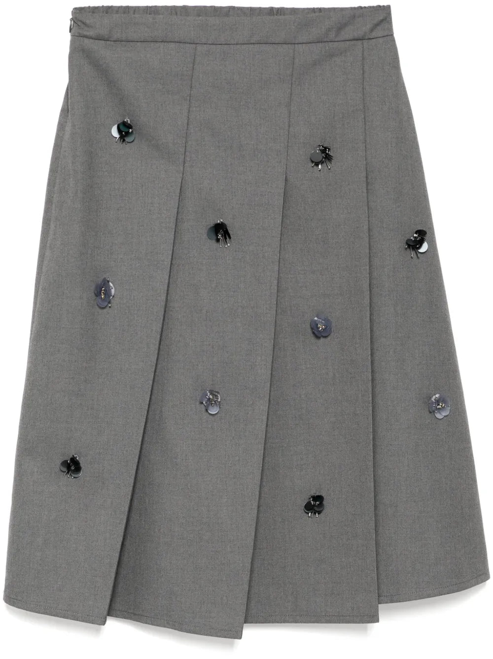 Embellished Pleated Midi Skirt
