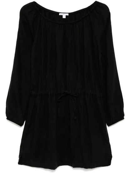 Gathered Linen Dress