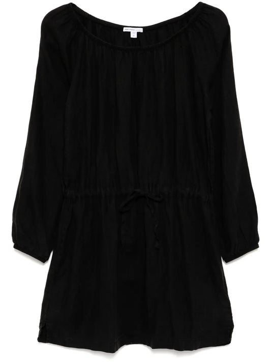 Gathered Linen Dress