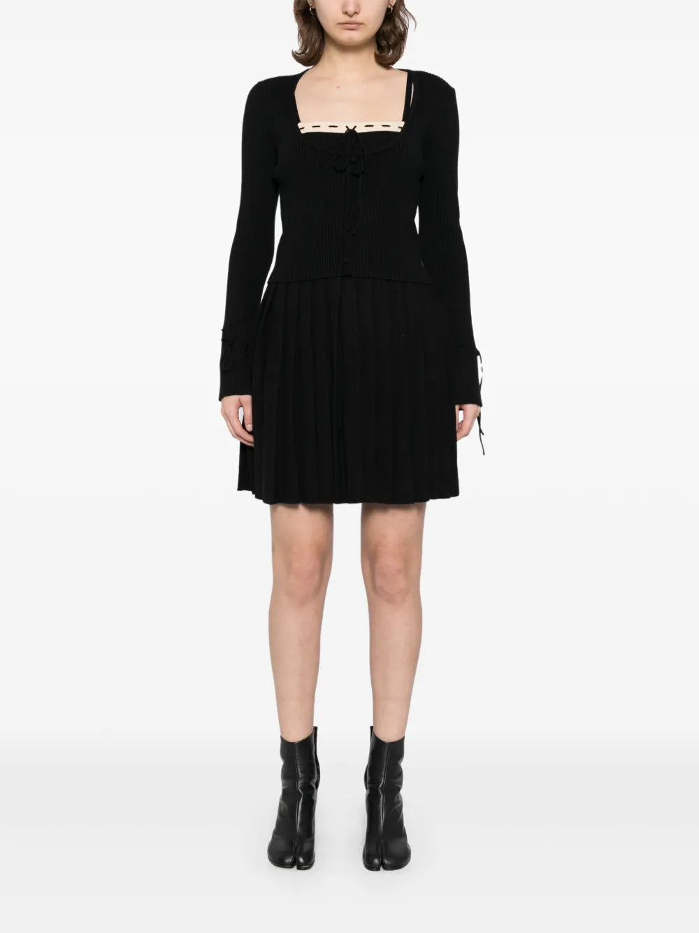 Ribbed Knit Cardigan And Dress Set