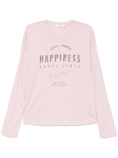Slogan-Print Long-Sleeves T-Shirt
