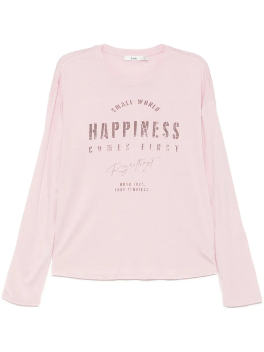 Slogan-Print Long-Sleeves T-Shirt