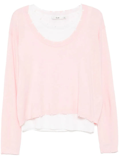 Layered Raw-Edge Knitted Top