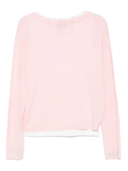 Layered Raw-Edge Knitted Top
