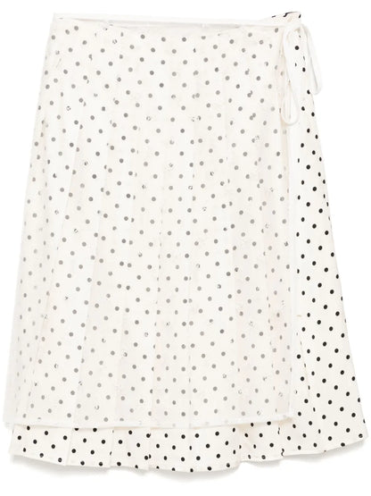 Polka Dot Wrap Midi Skirt