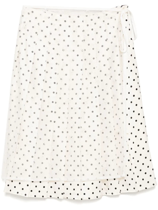 Polka Dot Wrap Midi Skirt
