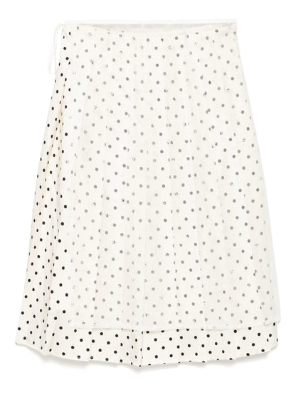 Polka Dot Wrap Midi Skirt