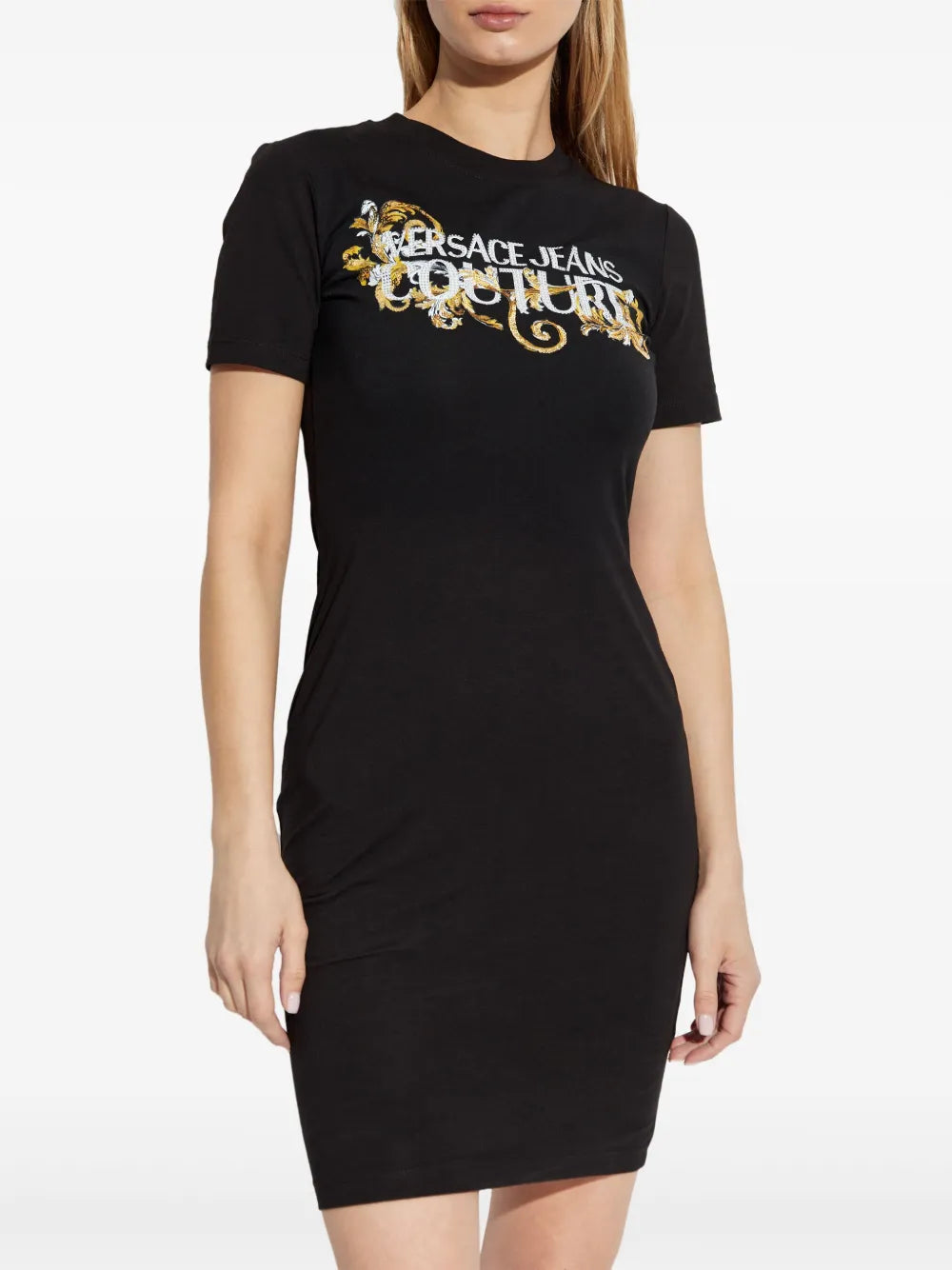 Crystal Outline Barocco Mini Dress