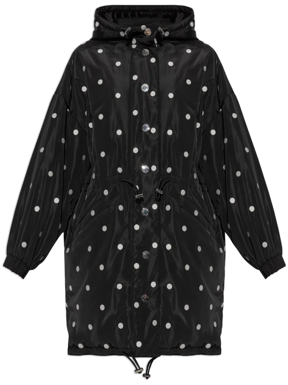 Polka Dot-Print Parka Coat