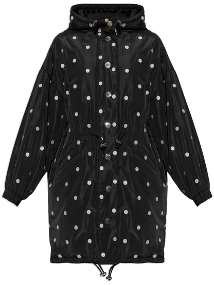 Polka Dot-Print Parka Coat