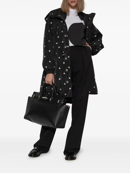 Polka Dot-Print Parka Coat