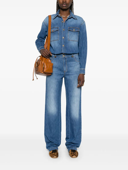 Logo-Detail Denim Jumpsuit