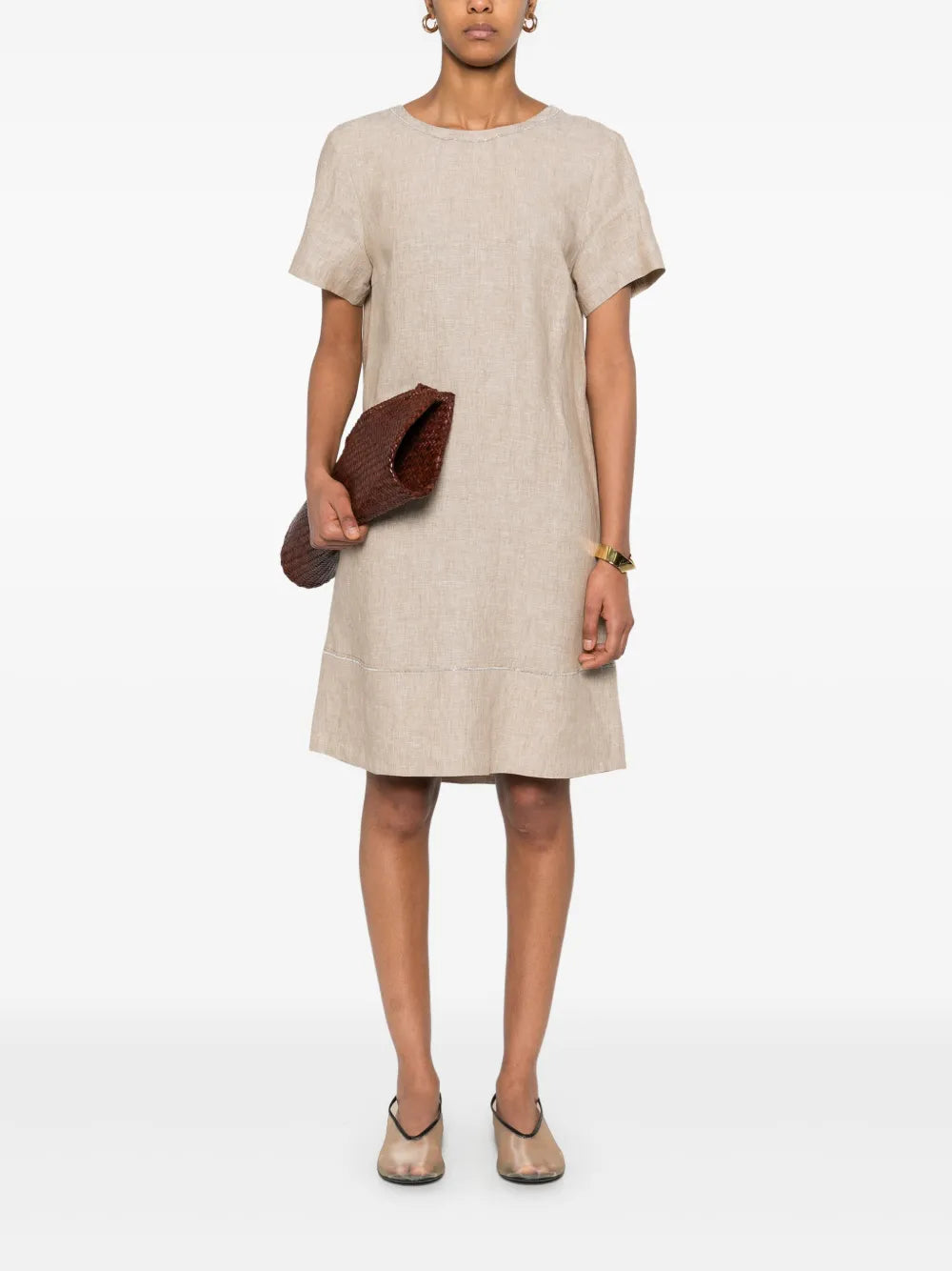 Slub-Texture Midi Dress
