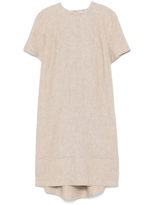 Slub-Texture Midi Dress
