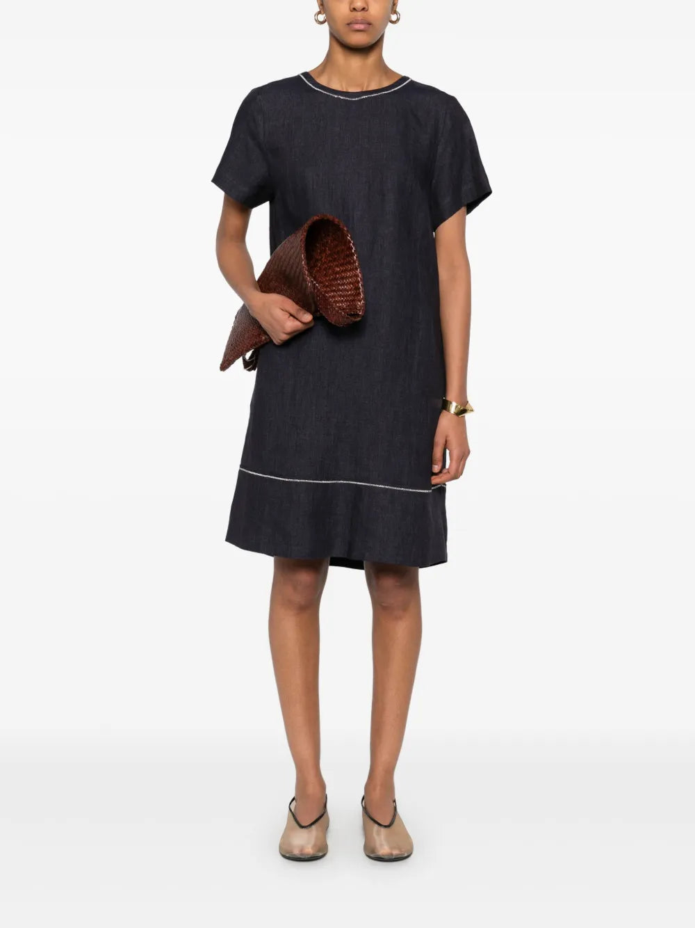 Slub-Texture Midi Dress