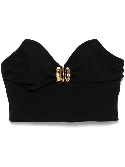 Jewel-Embellishment Crepe Top