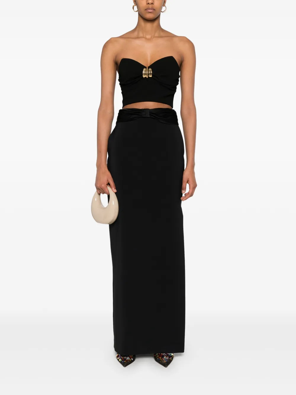 Jewel-Embellishment Crepe Top