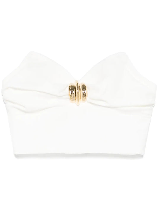 Jewel-Embellishment Crepe Top