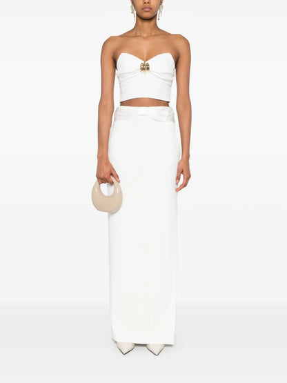 Jewel-Embellishment Crepe Top