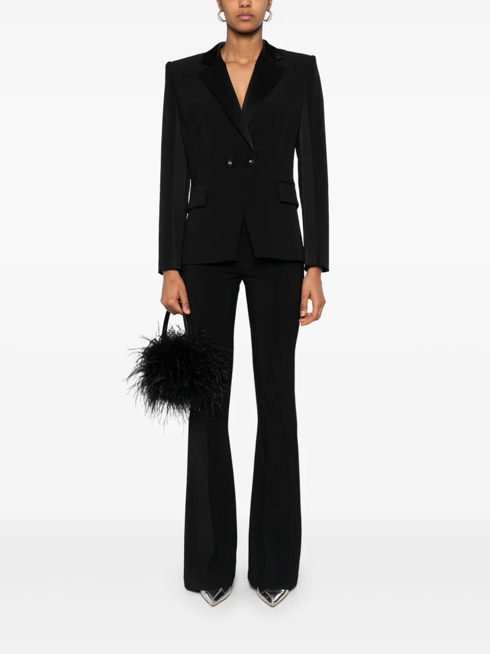 Satin-Lapel Crepe Blazer