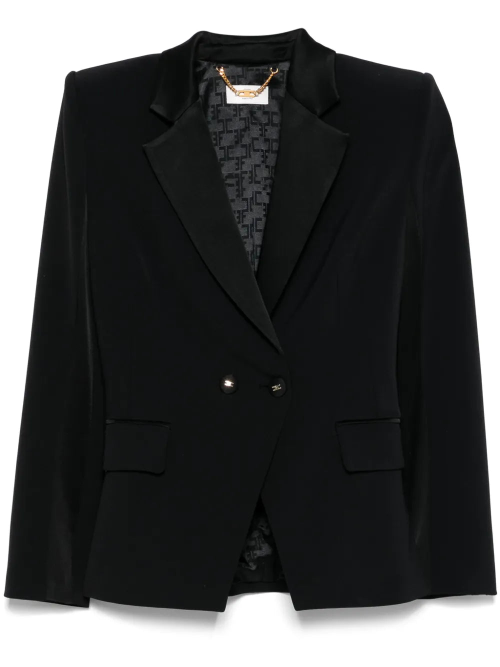 Satin-Lapel Crepe Blazer