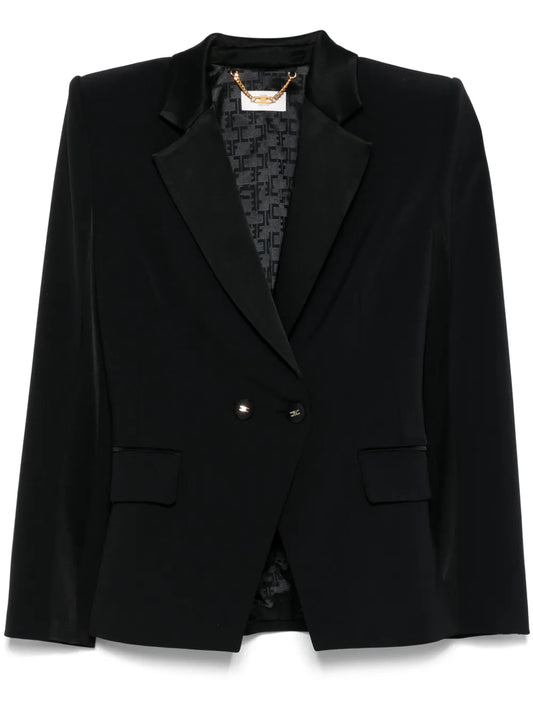 Satin-Lapel Crepe Blazer