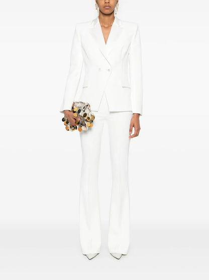 Satin-Lapel Crepe Blazer