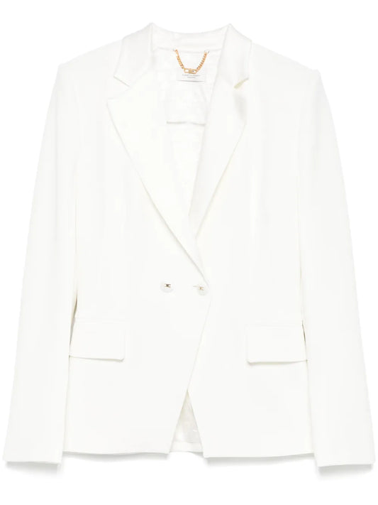 Satin-Lapel Crepe Blazer