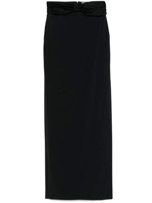 Satin-Bow Crepe Maxi Skirt