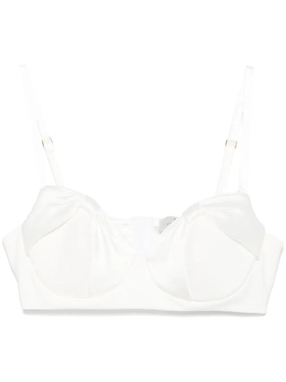 Satin-Bow Crepe Top