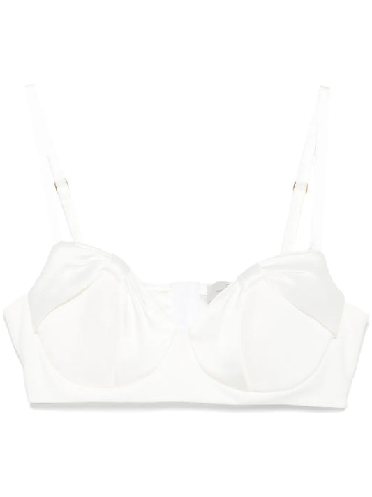 Satin-Bow Crepe Top