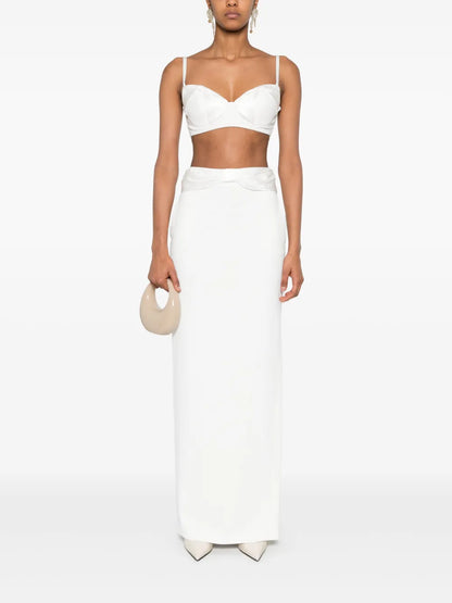 Satin-Bow Crepe Top