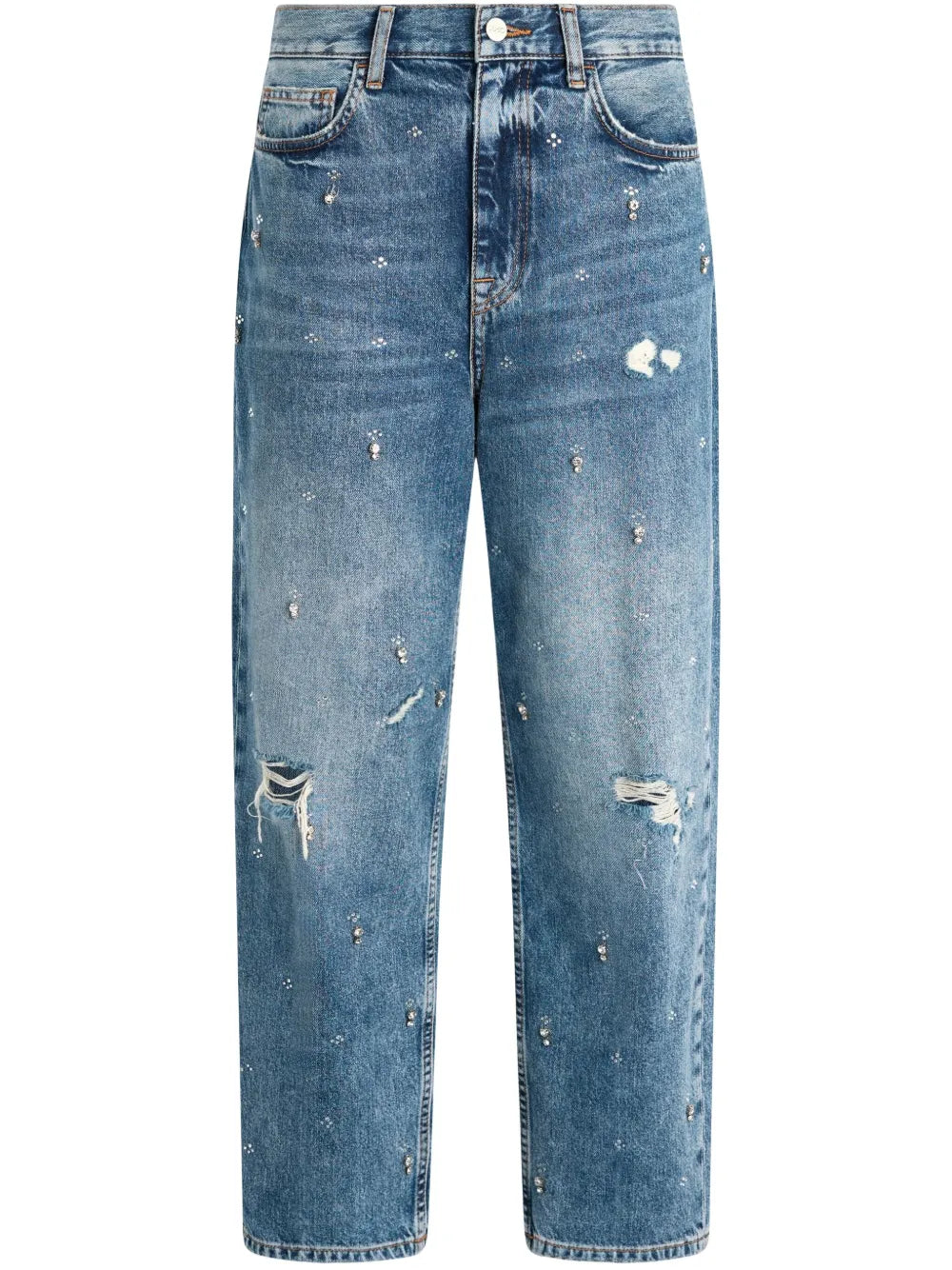 Straight-Leg Rhinestone-Embellished Jeans