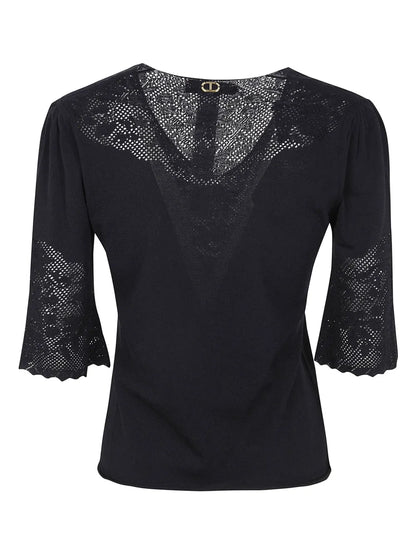 Pointelle-Detail T-Shirt