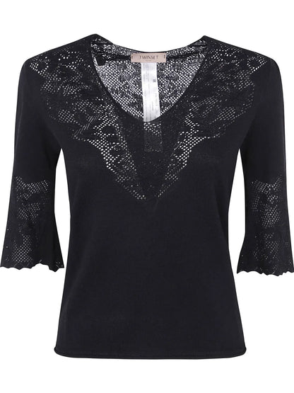 Pointelle-Detail T-Shirt