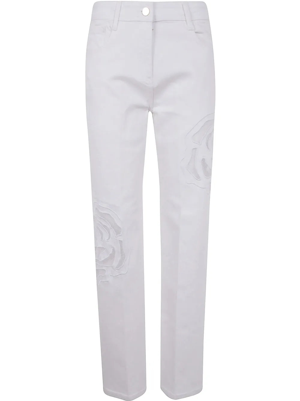 Floral-Embroidery Jeans