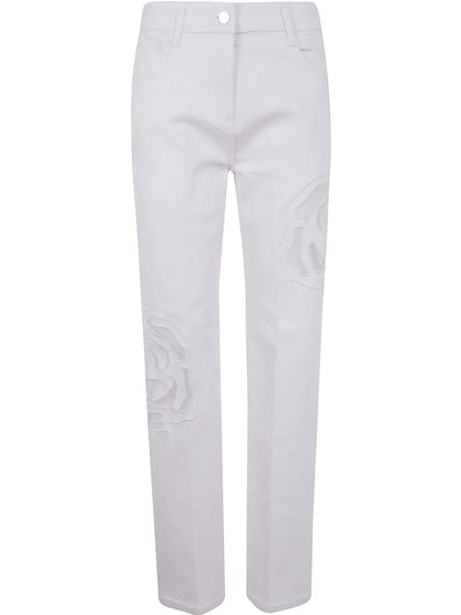 Floral-Embroidery Jeans