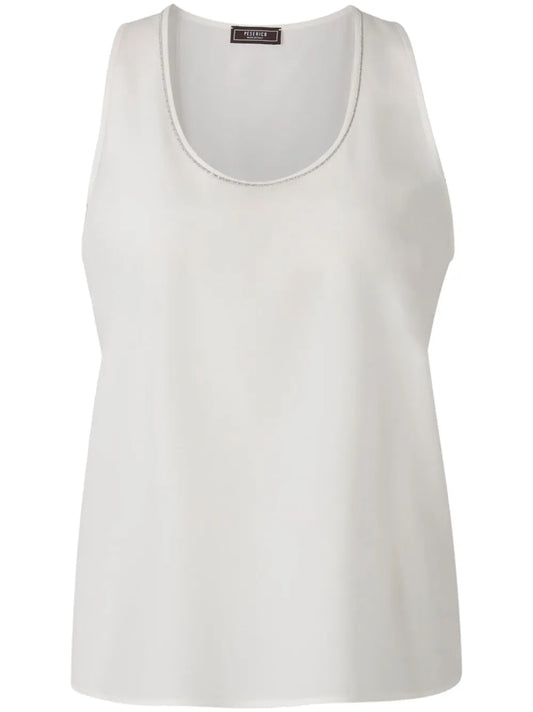 Rhinestone-Collar Tank Top