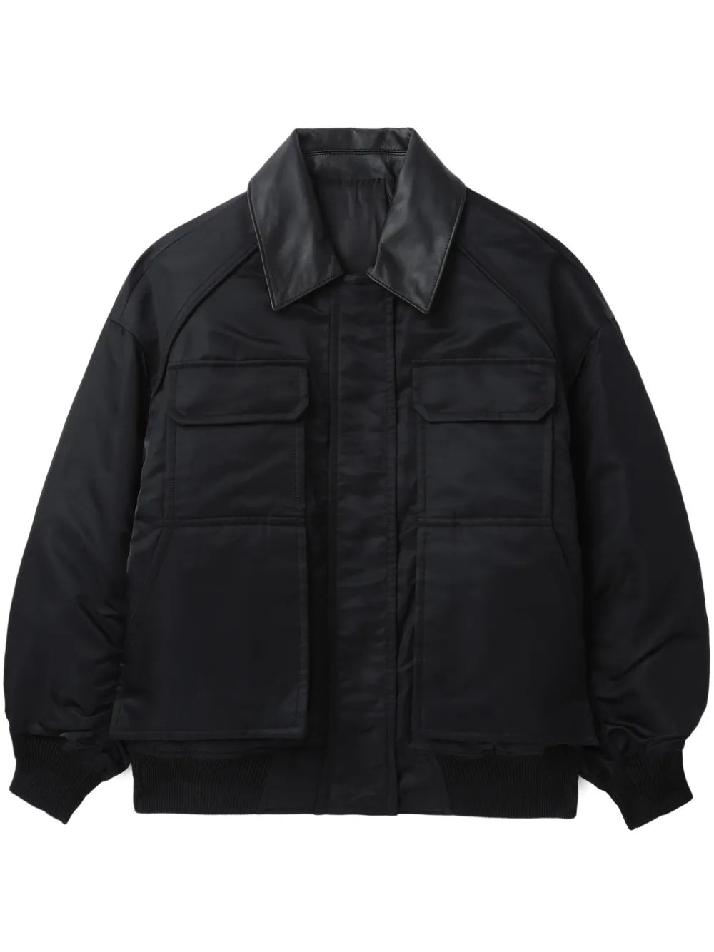 Ruched-Detailing Bomber Jacket