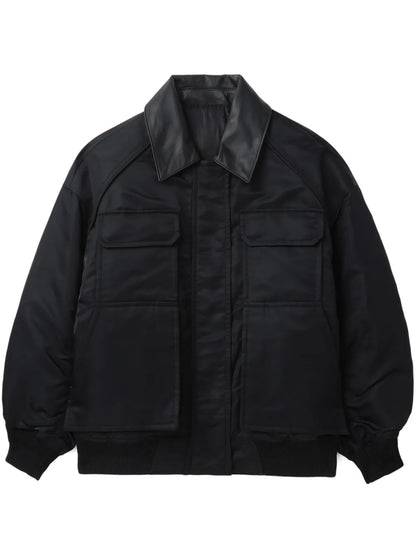 Ruched-Detailing Bomber Jacket