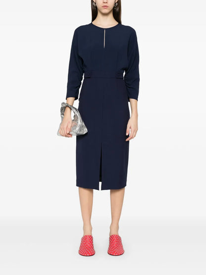 Button-Tab Midi Dress