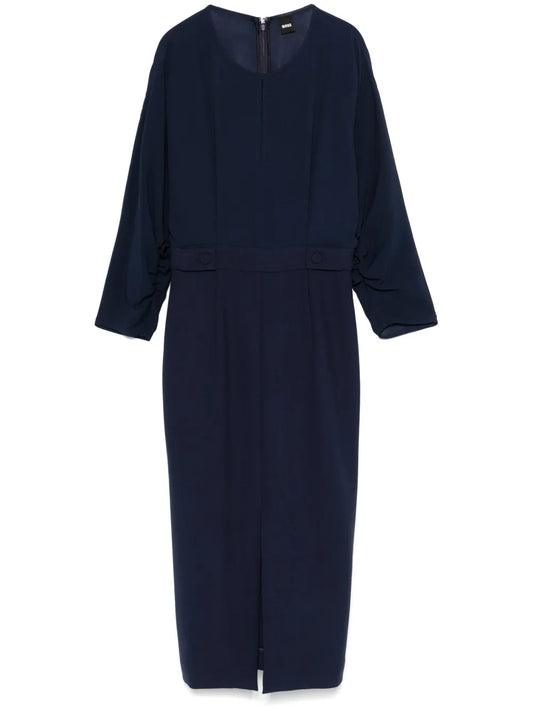 Button-Tab Midi Dress