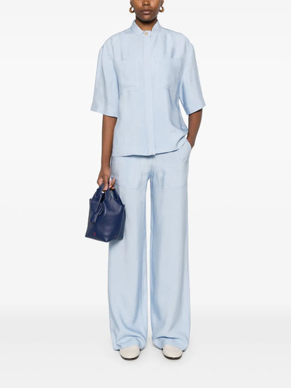 Wide-Leg Twill Trousers