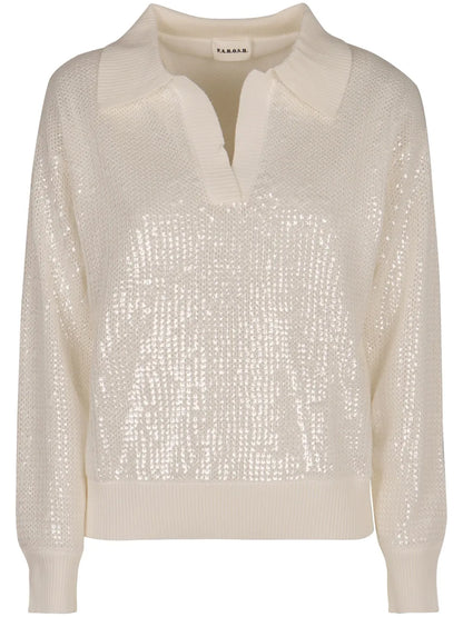 Sequinned Polo Top