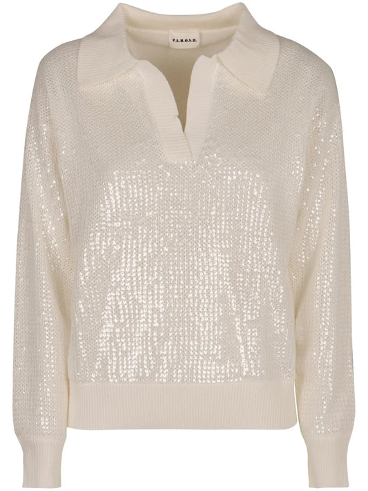 Sequinned Polo Top