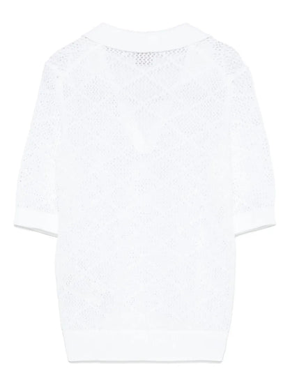 Open-Knit Polo Top